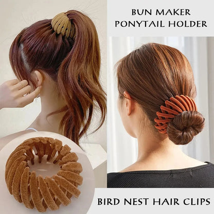 2Pcs Ponytail Hair Clips for Women Bird Nest Shaped Hair Claw Girls Simple Hairpin Lazy Braider Tool Women Hair Accessories