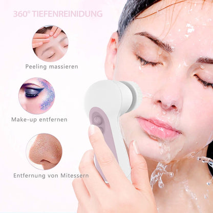 Waterproof Facial Cleansing Spin Brush Set with 5 Exfoliating Brush Heads - Electric Face Scrubber Cleanser Brush by  - Face Brush for Gentle Exfoliation and Deep Scrubbing